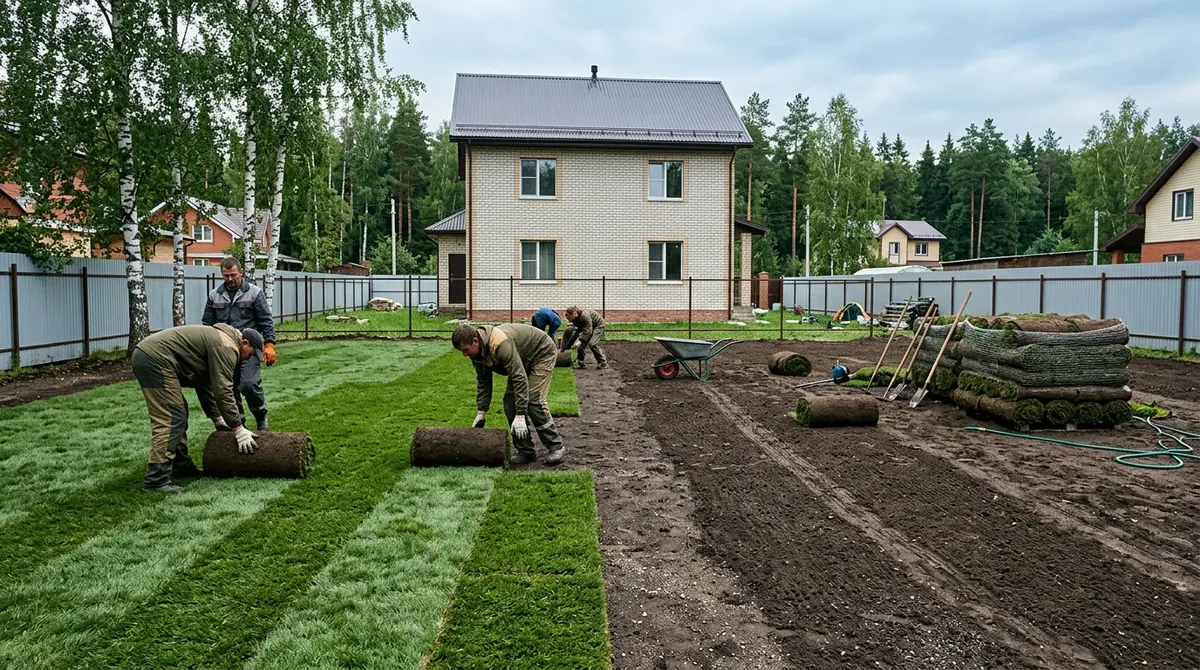 Газон на глинистом участке